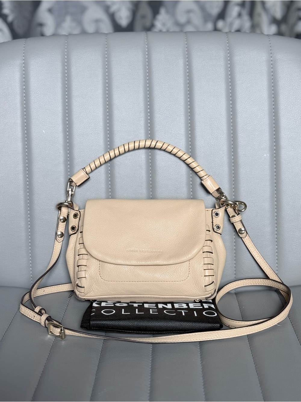Aimee Kestenberg Riviera Tan Pebbled Leather Shoulder Crossbody Satchel Bag